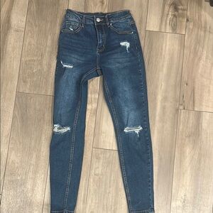 Women's Blue Distressed Jeans